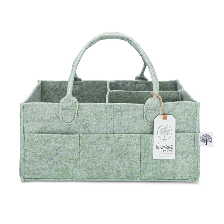 Diaper Caddy - Nursery Storage Bin and Car Organizer for Diapers and Baby Wipes - Gray, Large