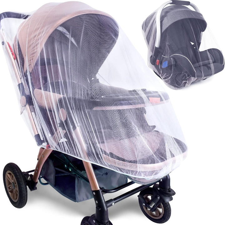 Baby Stroller Mosquito Net (2 Pack) - Durable Mesh Protection for Bassinets, Cradles, Playards, Pack N Plays & Portable Mini Cribs | Breathable Universal Fit Insect Barrier (Black)