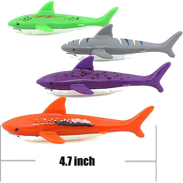 Diving Pool Toy Underwater Swimming Throwing Diving Torpedo Shark,4 Pack