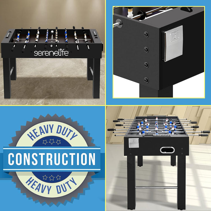 48In Foosball Table, Competition Sized Set with 2 Balls and 2 Cup Holders for Indoor Family Arcade Game Room
