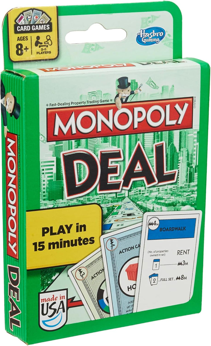 Monopoly Deal Card Game, Quick-Playing Family Game, 2-5 Players, Fun Summer Activities, Vacation Travel Essentials, Ages 8+