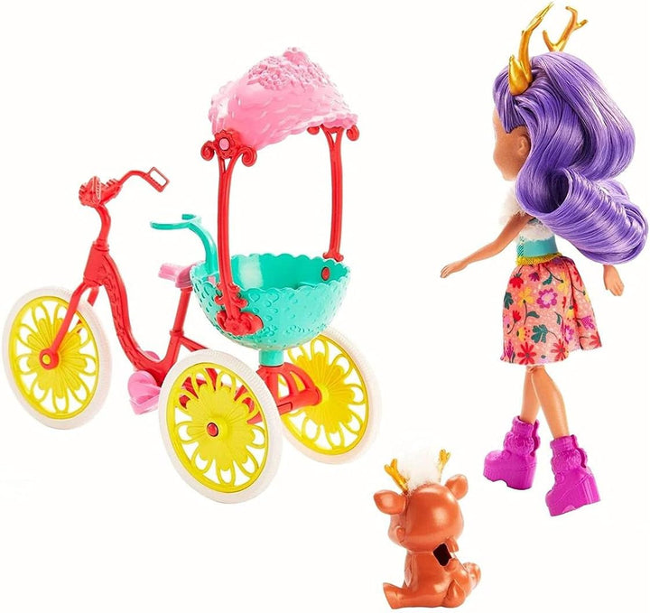 Bike Buddies Bicycle Playset (11-In) with Danessa Deer Doll (6-In) and Sprint Animal Figure, Doll with Articulated Legs, Great Gift for 3 8 Year Olds