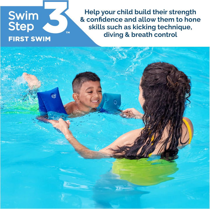 Soft Swimmies Toddler Floaties, Learn-To-Swim Inflatable Pool Floats & Arm Floaties, Swimming Pool Accessories for Kids Aged 3-5, Blue