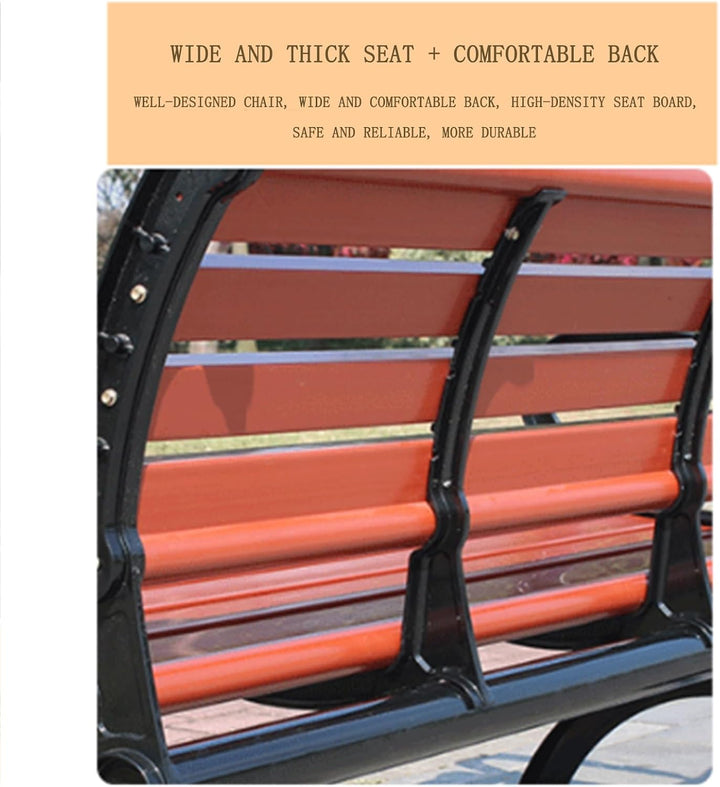 Outdoor Cast Aluminum Legs Plastic Wood Garden Terrace Bench Outdoor Weather-Resistant Leisure Double Seat Back Chair Strong and Durable(150 * 60Cm)