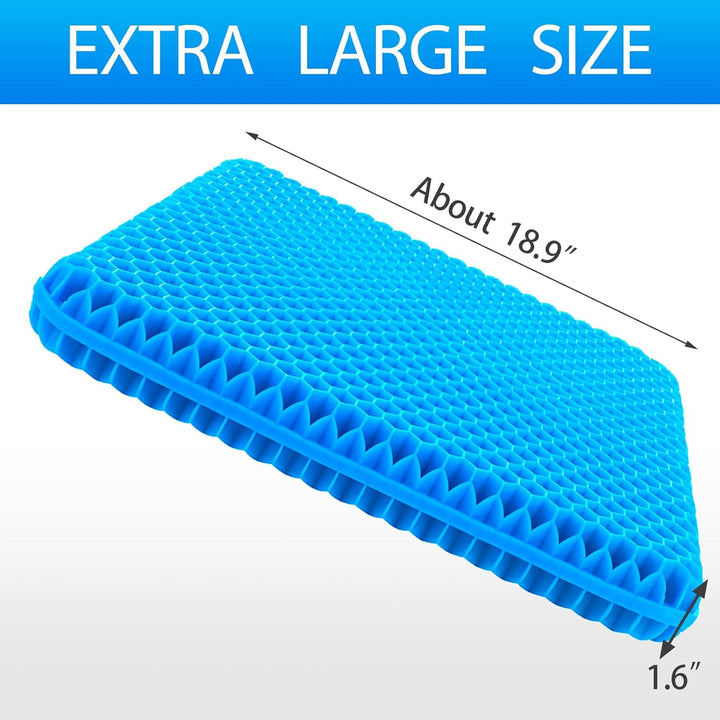 Gel Seat Cushion for Long Sitting (Thick & Extra Large), Gel Cushion for Wheelchair Soft, Gel Chair Cushion Comfy, Gel Car Seat Cushion Breathable, Gel Seat Cushion for Office Chair for Hip Pain