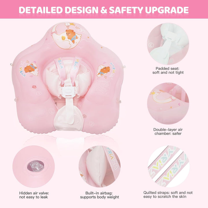 Baby Float with Canopy,Infant Pool Float with Safety Seat,Baby Swimming Float & Swim Float & Water Float UPF50+ UV Protection for Toddler from 3 to 36 Months.(S:3-12 Month/L:6-36 Month)