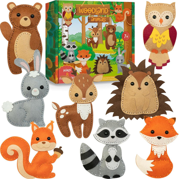 Sewing Kit for Kids, Fun and Educational Animal Craft Set for Boys and Girls Age 7-12, Sew Your Own Felt Animals Craft Kit for Beginners, 165 Piece Set