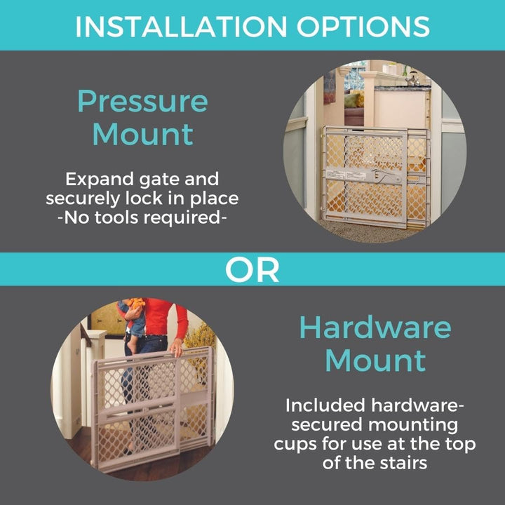 - Supergate Ergo Baby Gate: Plastic Baby Gate for Stairs & Doorways - Adjustable Indoor Safety Gate - Made in USA - 26 to 42 Inches Wide - 26 Inches Tall - Sand