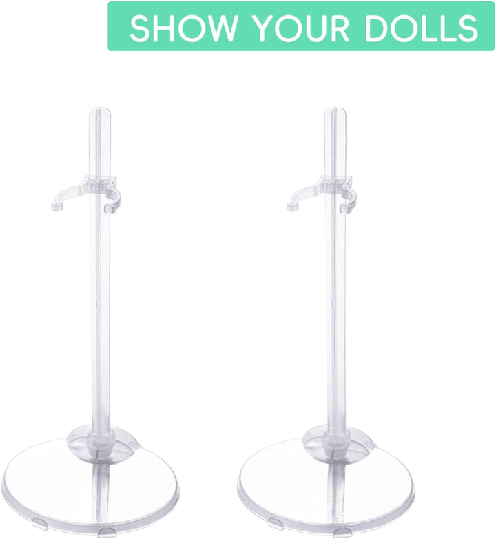 10Pcs Adjustable Doll Stands, Plastic Doll Display Holders, Clear Action Figure Stand, Toy Doll Accessories, Transparent Display Stand Support for 11 to 13 Inch Tall Dolls