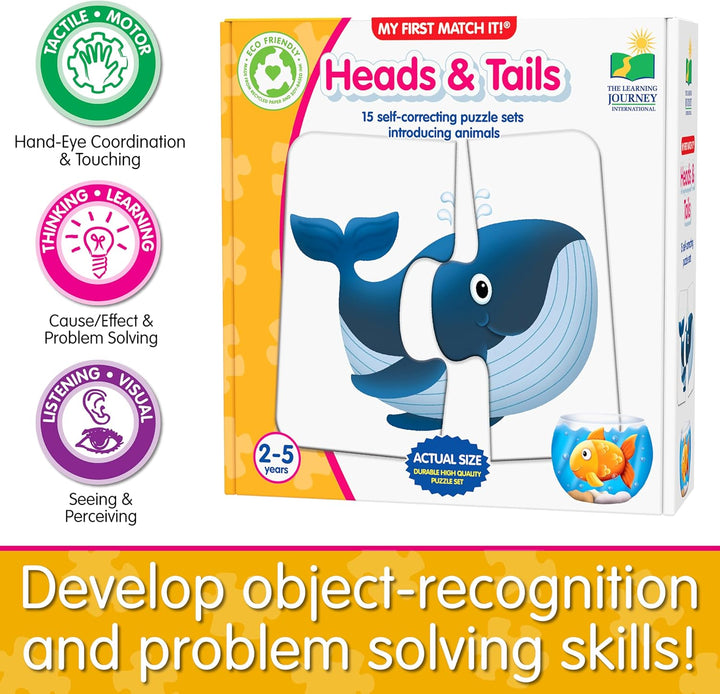 : My First Match It! - Head and Tails - 15 Self-Correcting Animal Memory Matching Puzzles Games - Educational Activities for Learning - Preschoolers Age 2-5 - Award Winning Toys