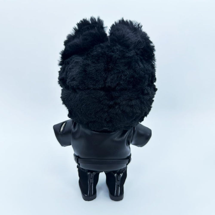 20Cm Plush Doll Clothes Leather Coat Jeans Glasses Vest Shoes Jacket Outfit 8In Dolls Dress up (Black-20Cm)
