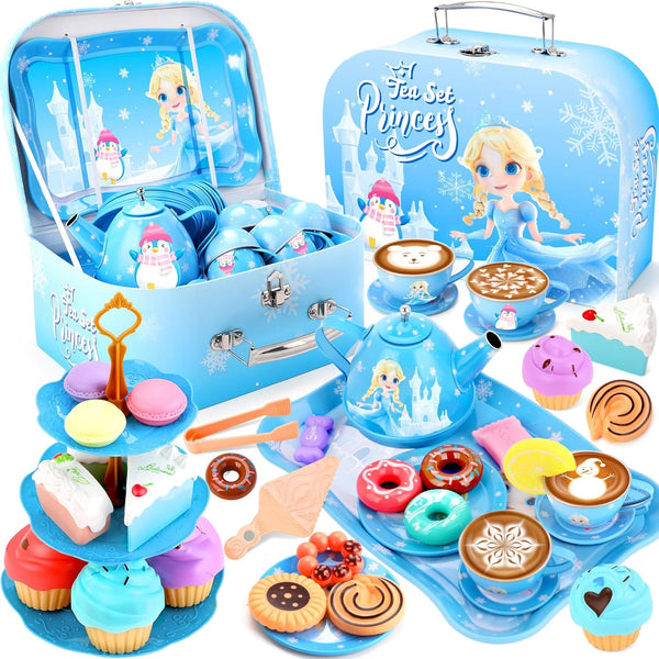 Tea Party Set for Little Girls Toys, Toys for Girls Gifts, Tea Sets for Toddlers 3-5, Pretend Play Kitchen Toy, Birthday Christmas Princess Gifts Toys for 3 4 5 6 7 8+ Year Old Girls