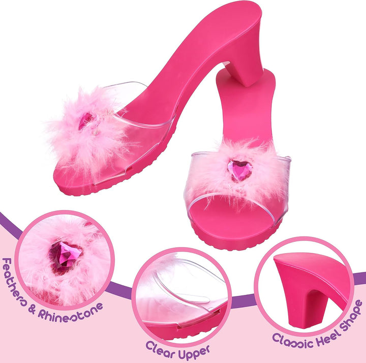 3-Pack Princess Shoe Set - Dress up Royalty Kids Heels Slip on Shoes - Pastel Colored Princess Dress up Shoes, Pretend Play High Heels for Kids - Fits Toddler Size 7-10