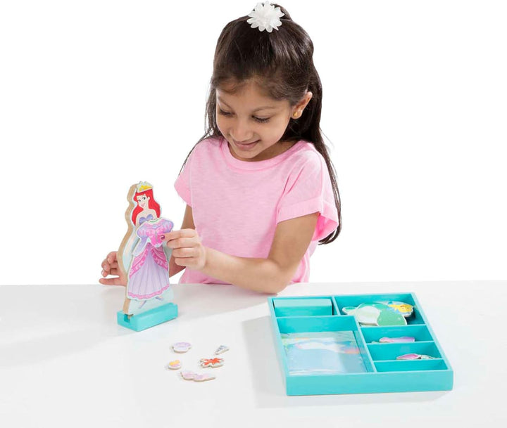 Disney Ariel Magnetic Dress-Up Wooden Doll Pretend Play Set (30+ Pcs)