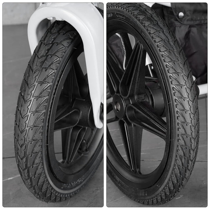 Front 12/12.5×1.75/2.125/2.25 and Rear 16×1.75/2.125 Tires and Tubes (1+2) Fit for 3-Wheeler Gear Jogging Troller Models (Both Single and Double Strollers) Including Revolution Se/Pro/Flex/Su/Ironman
