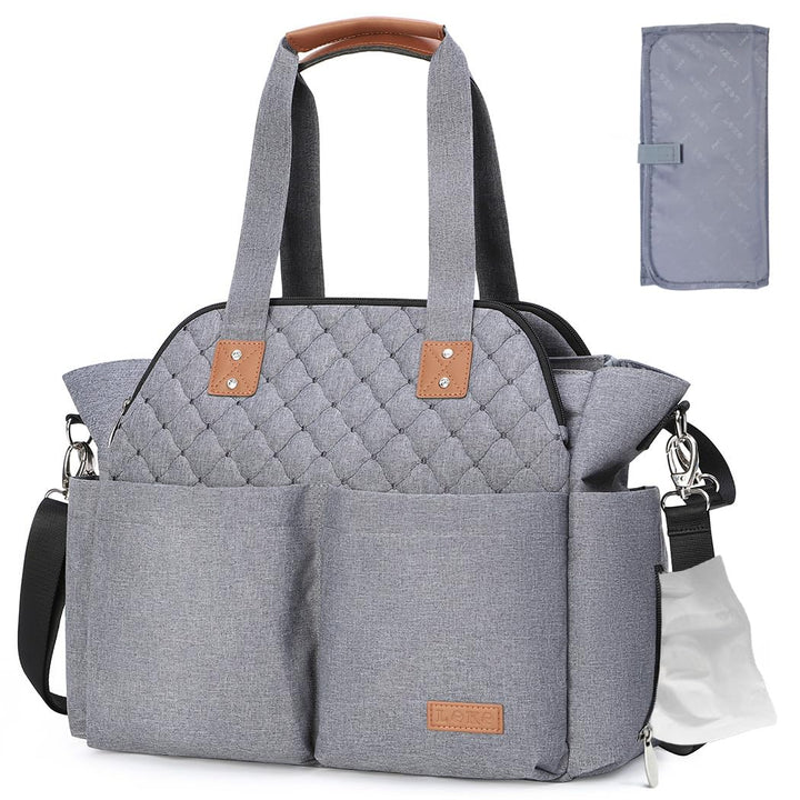 Diaper Bag Tote, Large Diaper Bags Waterproof,Large Mommy Bag for Hospital, Baby Bags for Mom Travel Diaper Tote Messenger Purse, Quilted Black