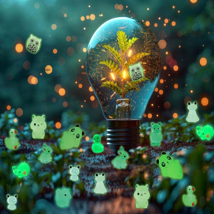 130 Pcs Glow-In-The-Dark Mini Resin Animals Luminous Miniature Animal Figurines Small Animals to Hide Tiny Little Animal Figures Bulk for Fairy Garden Dollhouse Craft Accessories