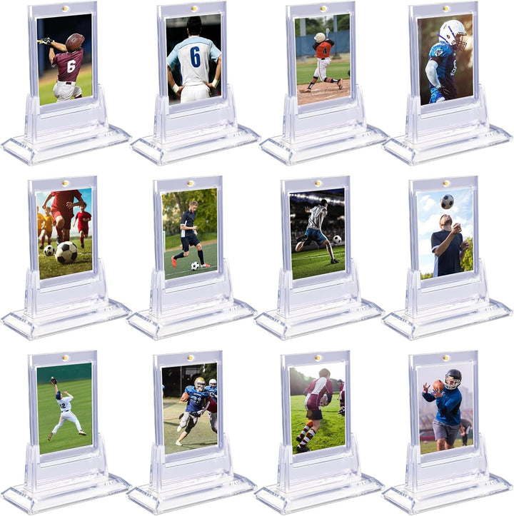 4PCS Magnetic Card Holders for Trading Cards, Card Protector Holders with Acrylic Stands Bases, Baseball Card Holders Fit for MTG, Game Cards, Sports Cards, Football Cards, Baseball Cards (4PCS)