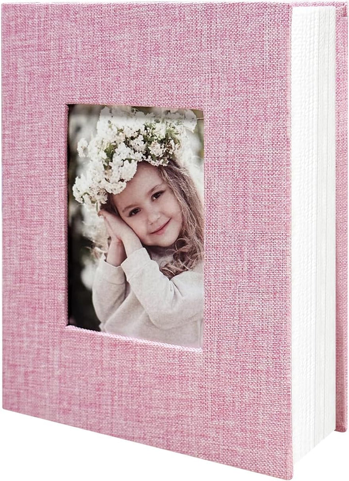 Photo Album 4X6 100 Pockets, Linen Cover Top Loader Vertical, Slip-In Picture Grey Pockets Albums for Wedding, Family, Anniversary, Baby, Vacation