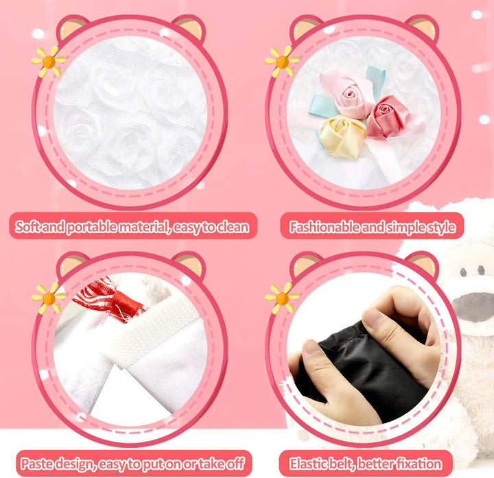 2 Sets Bear Clothes Include Outfits of Groom'S Tuxedo Suit and Bridal Dress Set, the Bear Is Not Included, Suitable for 14-16 Inch Stuffed Animal Clothes