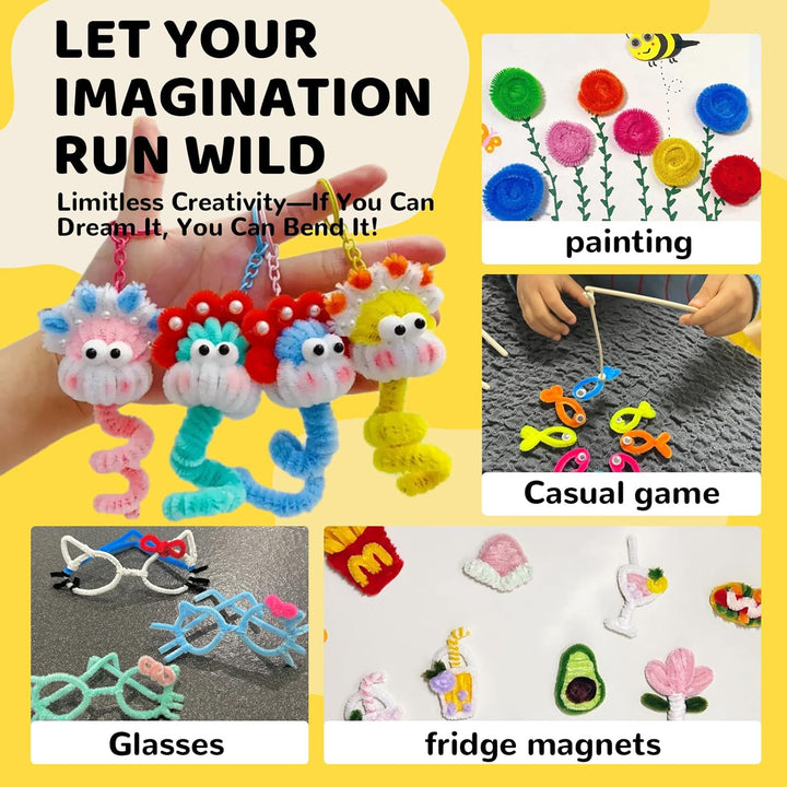 200PCS Pipe Cleaners with Instruction Manual 20 Colors Chenille Stems Bulk Art Craft Supplies Colorful Thick Fluffy Fuzzy Wire Sticks DIY Project for Kids Adults Back to School Supplies