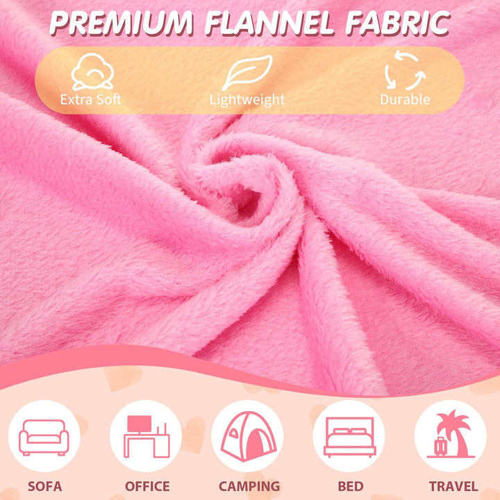 18 Pcs Kids Sleepover Party Supplies Set for Girls Fleece Soft Blankets Fluffy Heart Throw Pillow Plush Sleep Eye Mask for Spa Camping Birthday Favors(Light Pink)