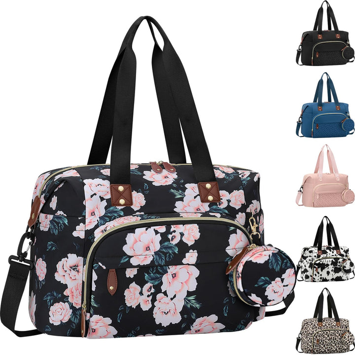 Diaper Bag Tote, Baby Bag Travel Diaper Tote Bag with Pacifier Case, Cute Maternity Hospital Baby Stylish Diaper Tote for Mom Dad Medium Size, Black