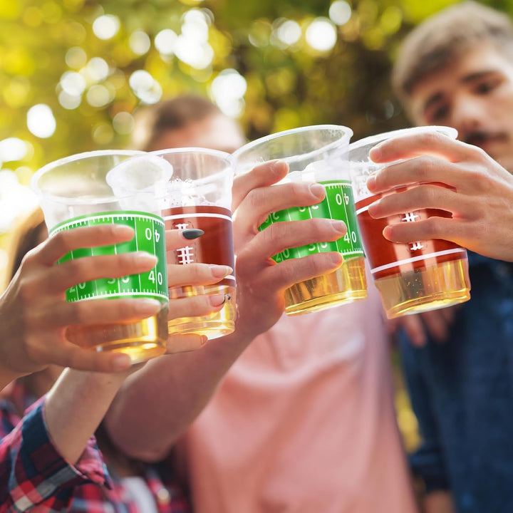 100 Pcs 16Oz Football Plastic Cups - Football Parties and Tailgate Events, Disposable & Convenient - Ideal Party Supplies & Party Favors for Football Themed Birthdays