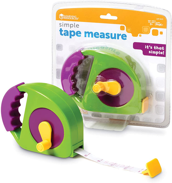 Simple Tape Measure, Ages 3+, Retractable Toy Tape Measure, Measures 4 Feet, Construction Toy for Kids,Back to School