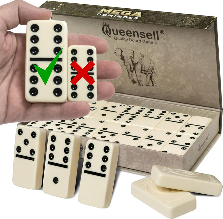 Dominos Set for Adults – Dominoes - Classic Board Games, Double 6 Dominoes Family Games for Kids and Adults - Double Six Standard Dominos Set 28 Tiles with Wood Case, Juegos De Mesa