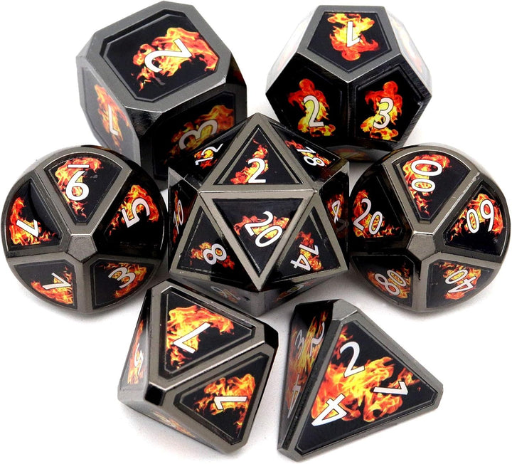 Bloodstained Metal DND Dice Set Blood Polyhedral D&D Dice Compatible with Dungeons and Dragons Gift TTRPG Antique Metal Halloween Dice