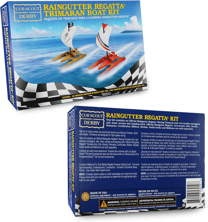 Raingutter Regatta Trimaran Race Boat Kit - Easy Build DIY Model for Kids & Scouts (Scouting America)