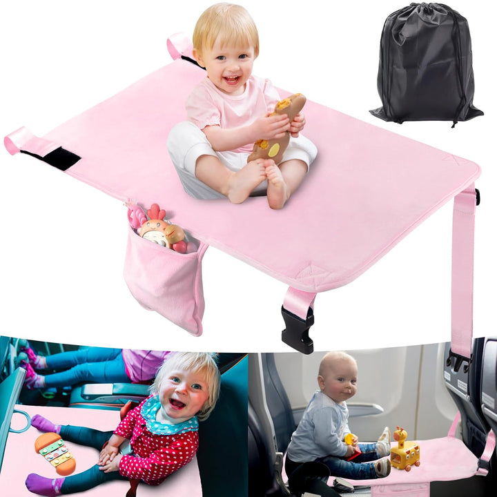 Toddler Airplane Bed, Portable Kids Airplane Seat Extender, Airplane Travel Essentials for Toddlers, Comfortable Footrest for Kids, Must-Have Toddler Travel Bed for Flights (Blue)