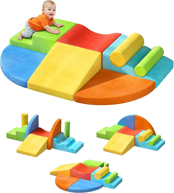 Extra Large 8-Piece Soft Climbing Toys for Toddlers, Foam Climbing Block Set with Jumbo Size, Boosts Motor Skills & Color Coordination, Safe Indoor Toy for Child Development