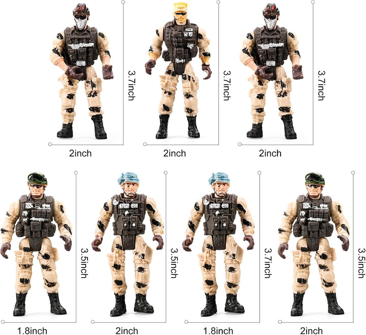 78-In-1 Army Men Sets Toys with Realistic Military Truck/Helicopter/Kayak Boat/Motorcycle/Army Men Action Figures/Weapon Gears, Army Toys Gift for Boys Kids 4-7 6-8 8-14 Fun Birthday Party Favors