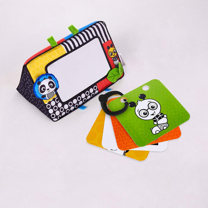 Flip for Art High Contrast Floor Activity Mirror with Take along Cards, Tummy Time Play, Newborn+
