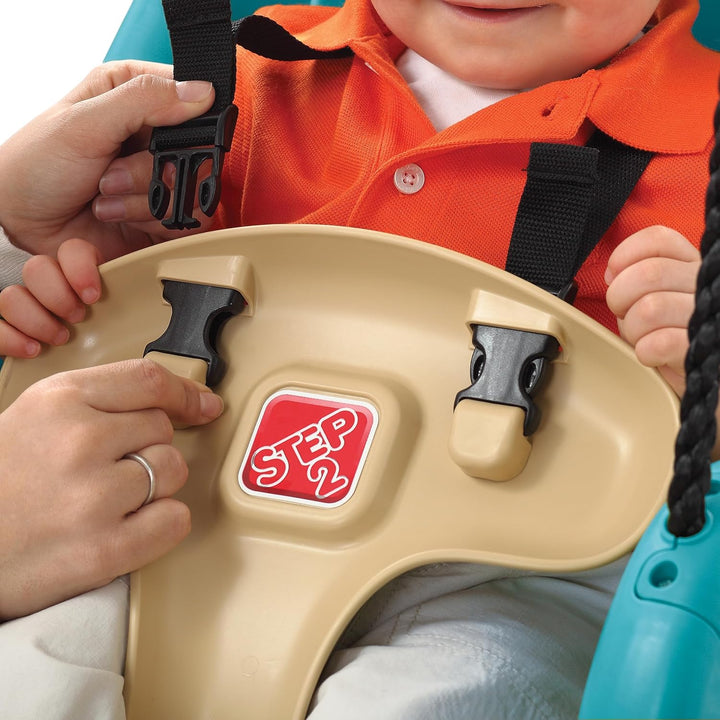 Infant to Toddler Swing, Baby Outdoor Swing, Backyard Bucket Style Swing Seat, Secure Harness, outside Weather-Resistant Rope, Attach to Playset, for Toddlers 9 Months -3 Years Old