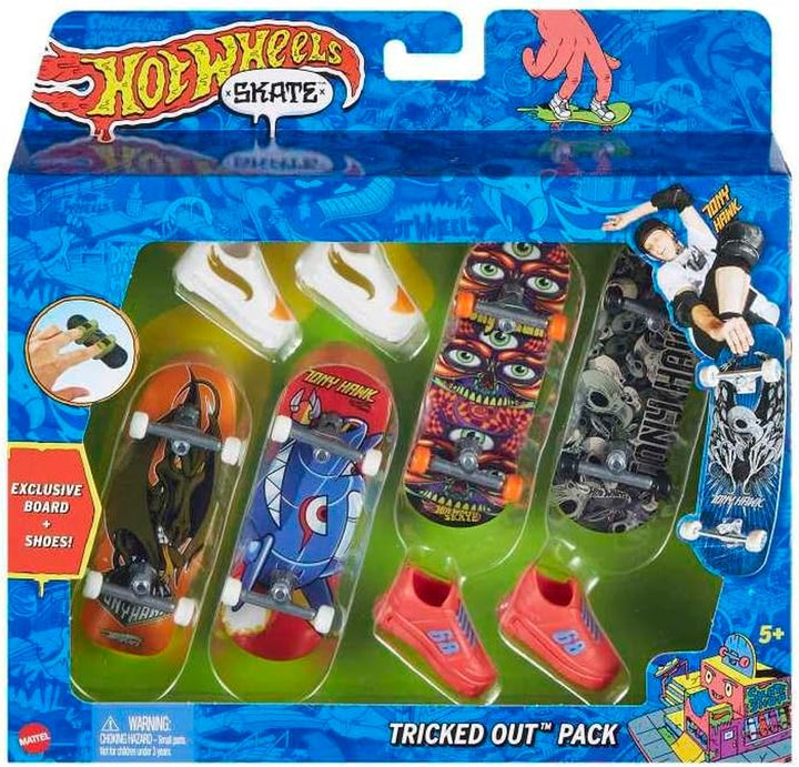Skate Tony Hawk Fingerboard & Removable Skate Shoes Multipack, 4 Boards, 2 Pairs of Shoes, 1 Exclusive Set (Styles May Vary)