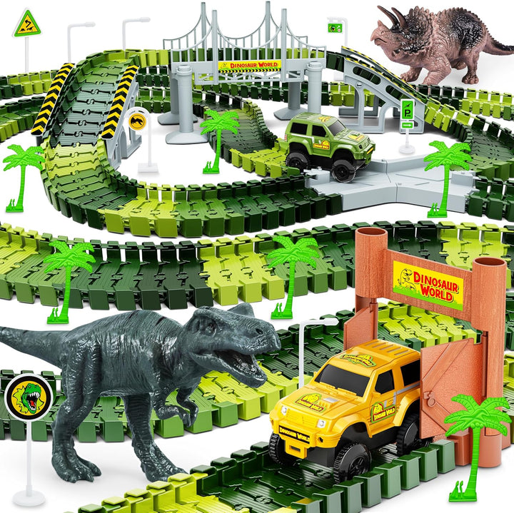Kids Toys 253 PCS Construction Race Tracks Toy for 3 4 5 6 7 8 Year Old Boys Girls, 5 PCS Construction Truck Car and Flexible Track Play Set Create a Engineering Road Games Toddler Toys Birthday Gifts