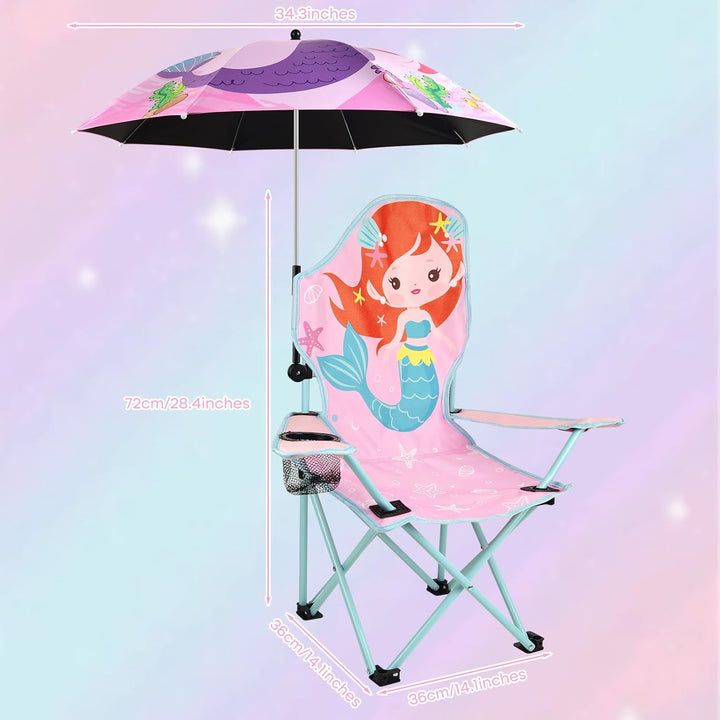 Kids Beach Chair with Umbrella Folding Lawn and Camping Chair with Summer Shade for Beach, Pool, Travel and Outdoor (For 1-5 Years Old)