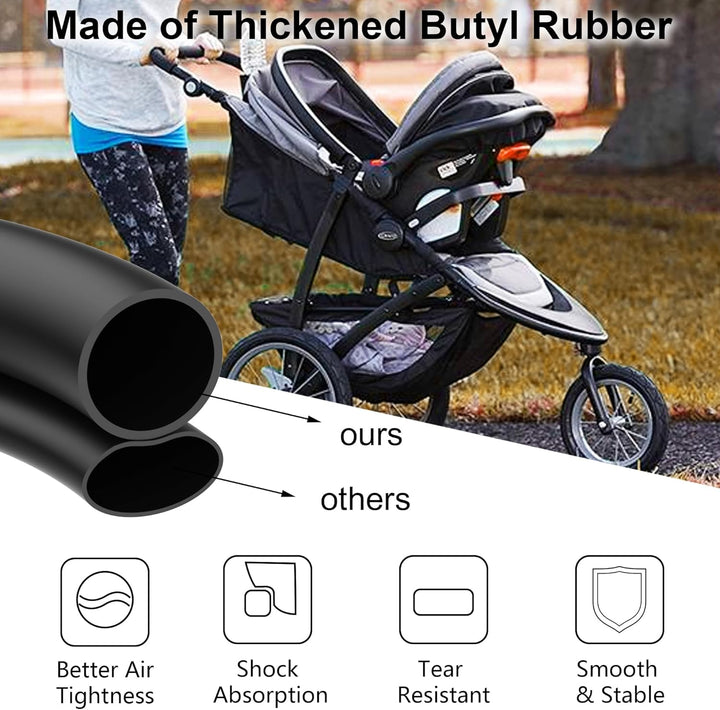 16" Back & 12.5" Front Replacement Inner Tubes 16 X 1.75/2.15 & 12.5 X 1.75/2.15 Compatible with Jogging Revolution Baby Jogger Summit X3 Schwinn Stroller Butyl Rubber Heavy Duty Tube 3 Pack