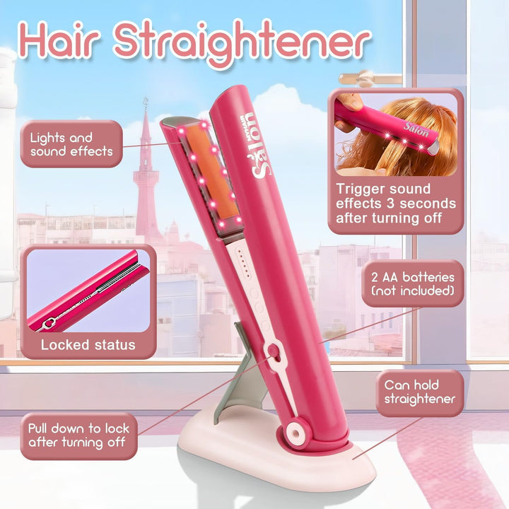 23 Pcs Hair Salon Girls Toys Kids Pretend Play Toys Toddler Dress up Beauty Salon Set Stylist Kit with Hairdryer Flat Apron Scissors Curling Accessories Girl Gifts (With Storage Bag)