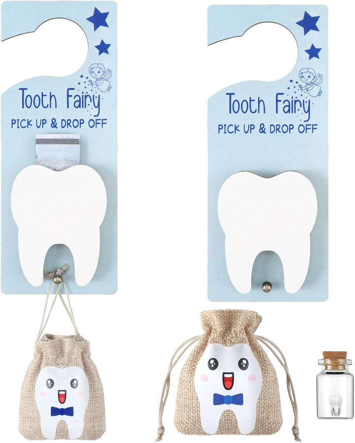 Tooth Fairy Holder Bag Hanger with Money Slot Keepsake Bottle Velvet Pouch Tooth Fairy Box Encourage Gift for Lost Teeth Boy Girl Milk(Classic,Pink)