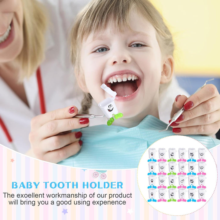 30 Pcs Teeth Storage Box Lovely Baby Milk Tooth Organizer Container Teeth Saver save Box with Expression Case Gift for Kids Child Keepsake Children