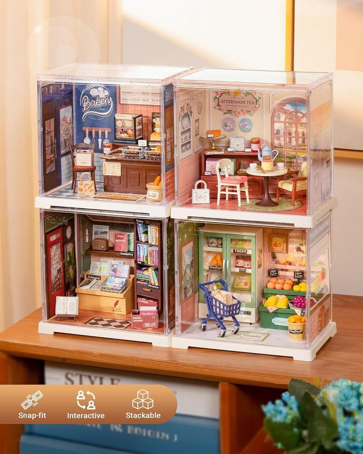 Mini Super Creator Series, DIY Miniature Memory Book Store Dollhouse House Kit, Bulid Scenary for Action Collectible Figures,Creative Gifts for Women Kid Adults