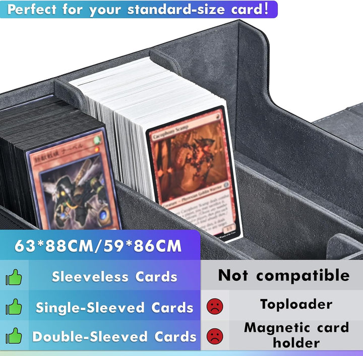 Card Storage Box for Trading Cards, 1800+ PU Leather Commander Card Deck Case, Magnetic Closure Card Holder Fits for Magic Game Cards (Black)