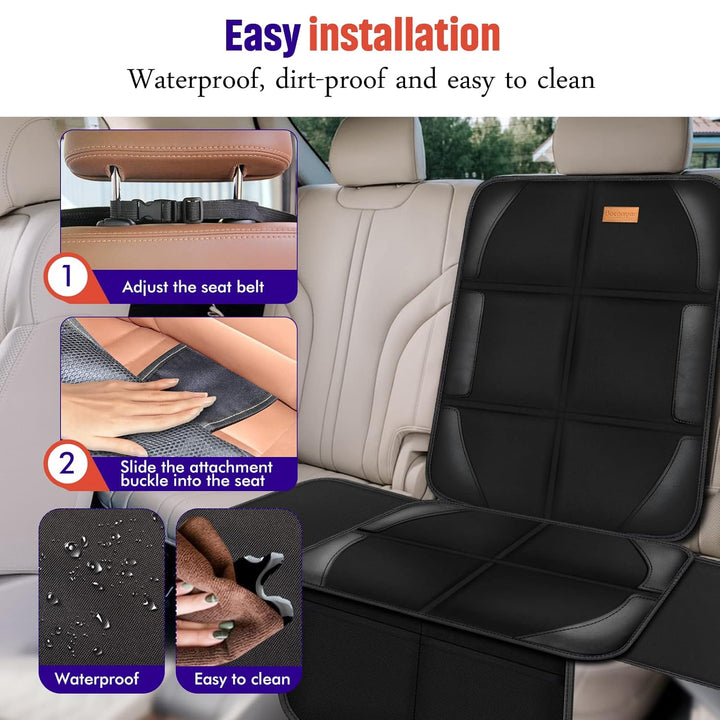 Car Seat Protector, 2 Pack of Seat Protectors, Thickest Padded 600D Fabric Padding, Waterproof, Durable, anti Slip Backing, Child Seat Protection, Suitable for Babies, Toddlers, Children