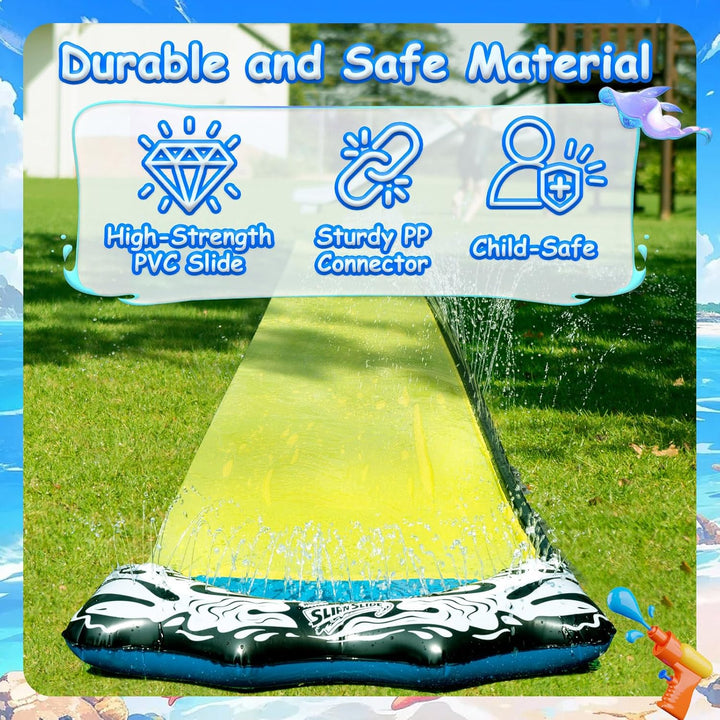 Slip N Slide 18Ft Single Wave Rider with Body Boards, Lawn Water Slides for Kids and Adults, Great for Summer Water Parties Backyard Outdoor Activities