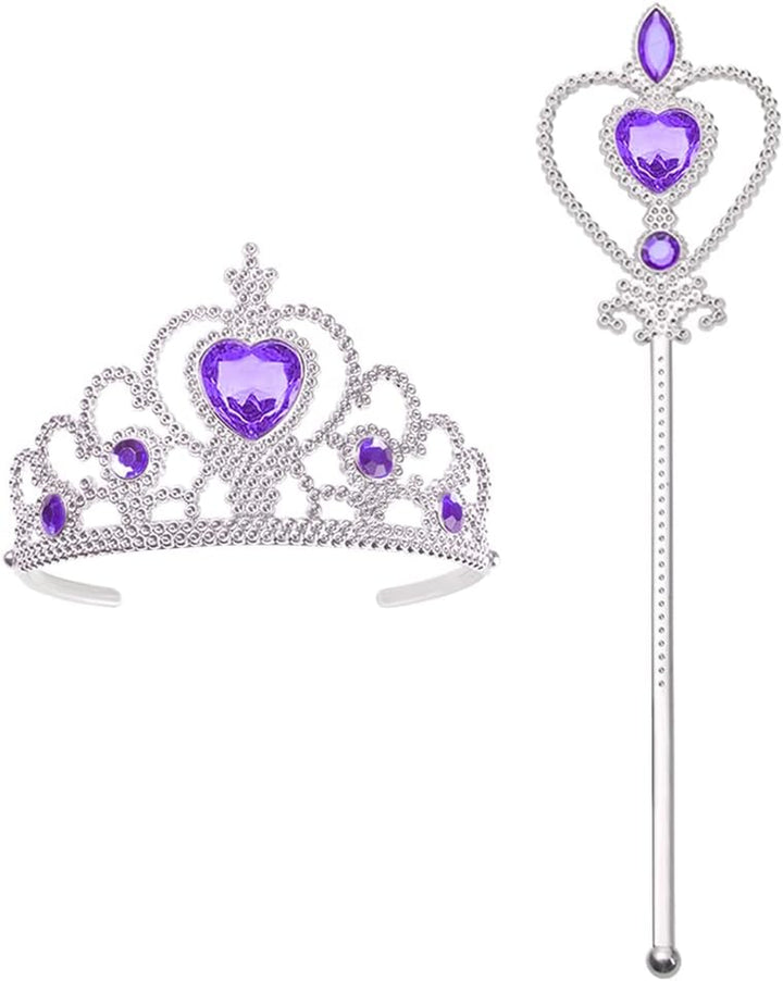 Princess Dress up Accessories, 2PCS Princess Crown and Wands for Little Girls, Jewelry Toy Gifts Set Christmas