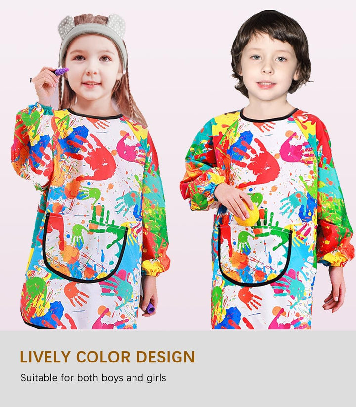 Kids Art Smock,Waterproof Painting Apron Artist Smocks with Pocket Long Sleeves for Age 5-8
